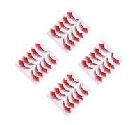 Tofficu 20 Pairs Set of Fake Eyelash Strips in Red with Natural Short Length and Realistic Effect, Artificial Fiber Cluster Eyelash Extensions for Daily Use and Cosplay Makeup Enthusiasts