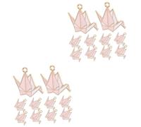 Tofficu 20 Pcs Pink Alloy Origami Crane Charms DIY Earring Pendants Necklace Bracelet Making Decorations for Craft Projects Easy to Use Durable Material