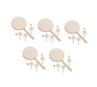 Tofficu 20 Pcs Unfinished Wooden Rattle Drum DIY Craft for Hand Painted Handheld Shaker Developmental Hands Activity