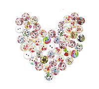 Tofficu 200 Pcs Round Wooden Buttons with Colorful Flower Print White Base DIY Sewing Craft Accessories for Clothing Knitting Crochet and Decorative Fabric Projects