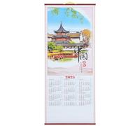 Tofficu 2025 Chinese Wall Scroll Calendar, Chinese Zodiac Wall Calendar Year of The Snake Calendar Monthly Lunar Calendar Fengshui Calendar for Home Office Decor A