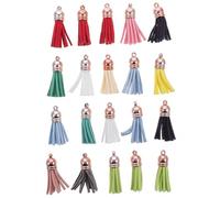 Tofficu 20pcs Assorted Color Tassel Pendants, 38mm Rose Gold Cap, DIY Keyring and Bag Decoration, Mini Tassels for Crafts and Jewelry Making