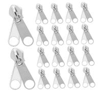 Tofficu 20pcs Double-Sided Zipper Slider Replacement Kit with Pull Tab for Jackets Luggage Backpacks and Outdoor Gear Reversible Metal Zipper Head for Rainproof Camping Tents and Clothing
