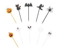 Tofficu 20pcs Halloween Cake Topper Set Creative White Plastic Design, for Decorating Cakes and Cheese at Halloween and Festive Occasions