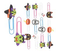 Tofficu 20Pcs Halloween Paper Clips Skull Ghost Pumpkin Design Multi Use Bookmarks Party Favors Flexible Material for Adults