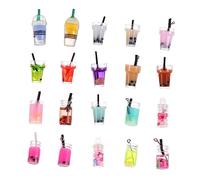 Tofficu 20pcs Mini Artificial Milk Tea Resin Models for DIY Phone Case Material and Mini House Decor Cute Dollhouse Accessories for Crafting Unique Gifts and Ornamentation
