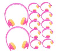 Tofficu 20pcs Mini Yellow Duck Headset Model Decorations Headphone Ornaments for Dollhouse Car Desk DIY Craft Accessories Cute Tiny Headgear for Home and Halloween