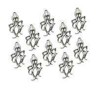 Tofficu 20pcs Silver Zinc Alloy Octopus Pendant Charms for Necklaces | DIY Jewelry Making Accessory, Simple Stylish Shape for Scrapbooking Project, Friends and Lovers