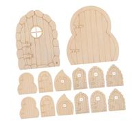 Tofficu 24pcs Miniature Wooden Fairy House Doors with Handpainted Details Quick Setup Decorative Dollhouse and for Indoor Spaces Weddings and Office Charm Enhancers