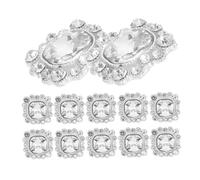 Tofficu 24pcs Silver Rhinestone Crystal Sewing Buttons with Shank Sparkling Embellishment for Wedding Dress DIY Crafts Clothes Bags and Easy to Attach Decorative Accessories