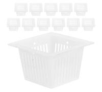 Tofficu 24pcs Square Hydroponics Net Cup Pots 1.5in Slotted Mesh Pe White