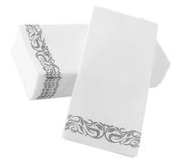 Tofficu 25pcs Disposable Silver Printed Paper Napkins for Western Dinner Party Household Table Napkins Hotel Guest for Wedding and Event Use