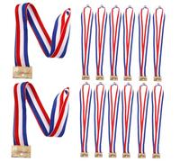 Tofficu 25pcs Red White Blue Medal Ribbons Competition Neck Lanyards Lightweight Sports Meeting Award Necklaces for Athletes Students Party Recognition