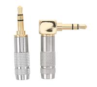 Tofficu 2pcs 3.5mm Stereo Audio Solder Plug Right Angle and Straight Design | Gold Plated Connectors with Trs Three-conductor Structure, Ergonomic L-shape for Space-saving, Suitable for Professional