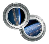 Tofficu 2pcs 3D Planet Universe Wall Stickers Space Window Decal Set Outer Space Wall Clings for Home Decoration