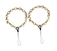 Tofficu 2pcs Acrylic Leopard Print Mobile Phone Chains with Fixing Rope Wear Resistant DIY Phone Chain Accessories for Secure Hanging and Lost Use