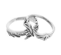Tofficu 2pcs Adjustable Bat Wing Open Rings for Couples, Silver Copper Flexible Rings with Angle Wing Design, Classic Vintage Style Suitable for Bar and Party Accessories