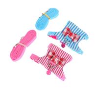 Tofficu 2pcs Adjustable Small Pet Harness Set for Hamster and Chinchilla, Blue and Pink Stripe Comfortable Rat Leash, Portable Small Animal Chest Strap for Hamster Supplies