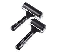Tofficu 2pcs Black Rubber Rollers Brayers with Heavy Duty Metal Frame for Even Ink Distribution Stamping Tools Skid Tape Construction Easy to Clean and Comfortable Grip