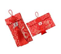 Tofficu 2pcs Brocade Red Envelopes Chinese Style Packets for Wedding and New Year with Gold Dragon Vertical and Horizontal Jade Knot Decorations Traditional Red Packets for Lunar Festival