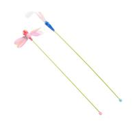 Tofficu 2pcs Cat Teaser Rod Cat Plaything Interactive Plastic Artificial Plume Pet Accessories and Kittens Indoor Play Random Color