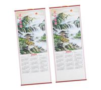 Tofficu 2pcs Chinese Traditional Wall Calendar Hanging Scroll Dual Lunar Gregorian Dates Year Snake Monthly Weekly Planner for Office Home Decor