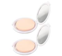 Tofficu 2pcs Cream Empty Box Makeup Cushion Empty Case 3.07x3.07x0.79in Magnetic Opening Design Control The Amount of Foundation round White Plastic Sponge Puff for Daily Use DIY