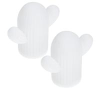 Tofficu 2pcs Creative Cactus Night Lamp Delicate Bedside Lamps with Warm Mild Light Compact Space Saving Bedroom Decor Touch Feel Material for Bedroom and Festival Lighting
