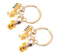 Tofficu 2pcs Creative Musical Instrument Keychain Set Featuring Violin and Keyboard Designs Made of Sturdy Zinc Alloy with Compact Portable Style, Instrument Keychain for Backpack, Purse