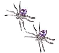 Tofficu 2pcs Creative Spider Brooch Halloween Breastpin Made of Alloy and Crystal, Delicate Spider Shape Decoration to Decorate Your Hat or Gift for Family and Random Color