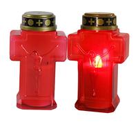 Tofficu 2pcs Flameless LED Cross Candle Lights for Church and Graveyard Decoration Reusable Prayer Candle Lamps with Warm Glow for Home Christmas and Festival Atmosphere