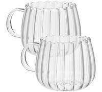 Tofficu 2pcs Glass Pumpkin Mug, Halloween Pumpkin Mugs, 11.8oz/350ml Transparent Glass Pumpkin Cups for Hot Cold Drinks Like Cappuccino, Latte, Cocoa, Milk, Tea