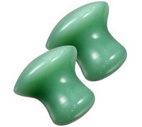 Tofficu 2pcs Green Mushroom Shaped Jade Facial Massage Stones, Small Smooth Massaging Tools for Hot, Facial Beauty Massagers for Relaxation and Skin Care