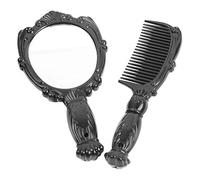 Tofficu 2pcs Hairdressing Mirror Comb Set 5.42x2.55x0.47in Vintage Style Abs Handheld Design Hairdressing Styling Accessories and Ladies Cosmetics Set