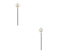 Tofficu 2pcs Halloween Plastic Devil Trident Prop Golden Spiral Trident Staff for King Costume Masquerade Party Demon Role-play
