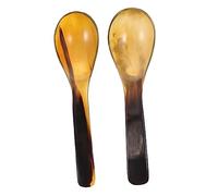 Tofficu 2pcs Horn Spoons Long Handled Dessert Spoons for Salad Jam Home Restaurant Use