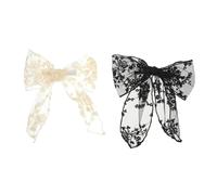 Tofficu 2pcs Lace Hair Bow Clips Black White Lightweight Bow Barrette for Women Stylish Back Hair Bowknot Accessories for Parties and Daily Wear