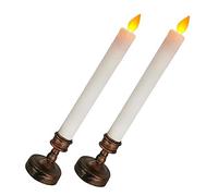 Tofficu 2pcs LED Romantic Taper Candle Flameless Electronic Candle Lamps for Wedding Dinner Decoration Realistic Long Stem Design Energy Saving and Ambient Lighting for Home Garden Church