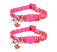 Tofficu 2pcs Lightweight Strawberry Fruit Pattern Cat Collars with Bell, Skin-friendly Small Kitten Necklaces for Sensitive Skin Pets, Breakaway Safety Buckle Basic Pet Neck Collars