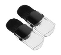 Tofficu 2pcs Mini Retractable Makeup Brushes for Precise Coverage with Ergonomic Shape, Portable Acrylic and Fiber Wool Powder Brushes, for Travel and On-the-go Beauty Application