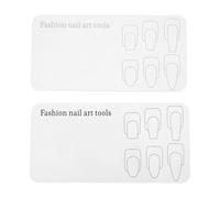 Tofficu 2pcs Nail Art Practice Palette Set with Gel Polish Mixing Board and Template Guide 4.33x2.17in Nail Polish Display Plates for Salon and DIY