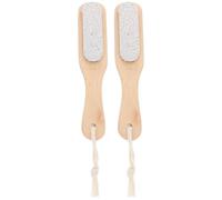 Tofficu 2pcs Natural Wood Foot File and Bristle Pumice Scrub Brush 18x3.8cm Foot Care Tools for Dead Skin Removal and Callus Exfoliation at Home
