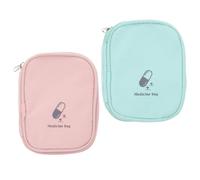 Tofficu 2pcs Outdoor Travel Medicine Bag Household First Aid Pouch Portable Case with Zipper Closure Long Life Use Suitable for Travel and Office Drawer Storage