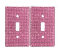 Tofficu 2pcs Pink Rhinestone Wall Switch Cover Plates, Decorative Bling Light Switch Plate Covers for Bedroom Kitchen Bathroom, Single Toggle Outlet Wall Decor