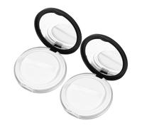 Tofficu 2pcs Portable Loose Powder Box with Elastic Net and Puff 5g Refillable Makeup Powder Container Matte Black Travel Case for Daily Use and On-the-go Makeup Storage