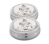 Tofficu 2pcs Portable Mini Rosary Jewelry Box Zinc Alloy Keepsake Case for Catholics Compact Travel Holy Communion Gift Organizer for Religious Milestones