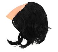 Tofficu 2pcs Realistic Black Bald Cap Wig for Men, Short Straight Synthetic Hairpiece with Breathable High Temperature Fiber, Comfortable to Wear for Halloween Cosplay and Daily Use