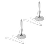 Tofficu 2pcs Reception Desk Pen Set with Adhesive Backing and Chain, Silver Desktop Office Gel Ink Pens for Secure Counter Use and School Season Decor in Executive Offices