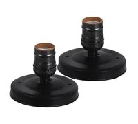 Tofficu 2pcs Retro Ceiling Lamp Holders Pearl Black Aluminum Light Bulb Socket Wall Mounted Vintage Industrial Decorative Base for Bedroom Living DIY Installation