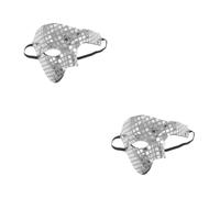 Tofficu 2pcs Silver Mirrored Disco Half Face Masks for Adults Venetian Masquerade Glitter Face Covers for Halloween Party and Festival Costume Sparkling Reflective Carnival Mask